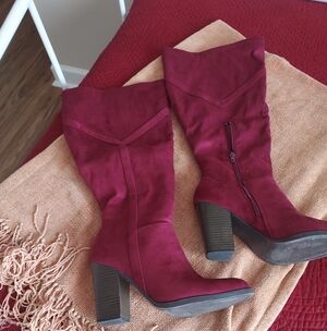 Burgundy Suede Boots